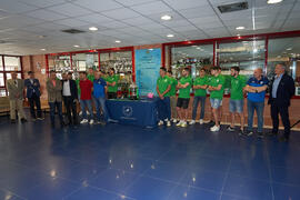 Intervención de José Ángel Narváez. Entrega de la Copa del Rey de fútbol sala de BeSoccer UMA Antequera a la Universidad. Complejo Polideportivo Universitario. Mayo de 2022