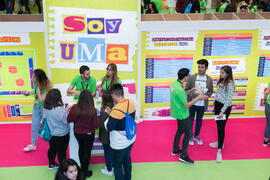 Estand de Información. Jornadas de Puertas Abiertas de la Universidad de Málaga. Complejo Polideportivo Universitario. Abril de 2018