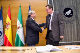 Toma de Posesión de Sebastián Bienvenido de la Torre Fazio como nuevo profesor titular del Departamento de Ingeniería Eléctrica de la Universidad de Málaga. Edificio del Rectorado. Febrero de 2018
