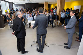 José Ángel Narváez, Pedro Duque y Rafael Ventura . Visita del ministro de Ciencia, Innovación y Universidades al edificio The Green Ray. Campus de Teatinos. Junio de 2018
