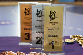 Trofeos. Ceremonia de clausura del Campeonato del Mundo Universitario de Balonmano. Antequera. Julio de 2016