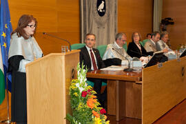 Michelle Mattelart en su investidura como Doctora "Honoris Causa" por la Facultad de Ciencias de la Comunicación de la Universidad de Málaga. Rectorado. Abril de 2014
