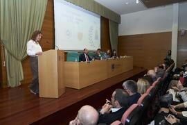 Intervención de María Dolores Pérez Arévalo. I Premios del Aula de Economía y Deporte de la Universidad de Málaga. Edificio del Rectorado. Febrero de 2024