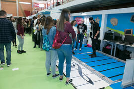 Estand de Investigación y Transferencia. Jornadas de Puertas Abiertas de la Universidad de Málaga. Complejo Polideportivo Universitario. Abril de 2018