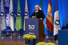 Discurso de José Ángel Narváez. Imposición de la Medalla de Oro de la Universidad de Málaga a Junta de Andalucía, Diputación Provincial de Málaga y Ayuntamiento de la capital. Paraninfo. Noviembre de 2023