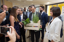 Visita de Pedro Duque, ministro de Ciencia, Innovación y Universidades, al edificio The Green Ray. Campus de Teatinos. Junio de 2018