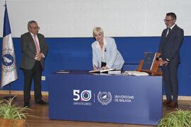 Toma de posesión de Sonia María Blanco Ruiz como profesora titular del Área de Comunicación Audiovisual de la Universidad de Málaga. Toma de posesión de nuevos catedráticos y profesores titulares de la Universidad de Málaga. Paraninfo. Noviembre de 2023