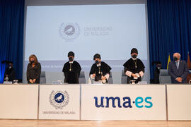 Mesa presidencial. Apertura del Curso Académico 2021/2022 de la Universidad de Málaga. Escuela Técnica Superior de Ingeniería Informática y Telecomunicaciones. Septiembre de 2021