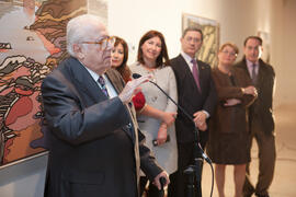 Eugenio Chicano en la inauguración de su exposición "Paisajes Andaluces". Museo del Patrimonio Municipal. Diciembre de 2016