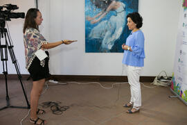 Entrevista a Asunción Gómez en photocall. Curso "La buena Inteligencia Artificial". Cursos de Verano de la Universidad de Málaga. Ronda. Julio de 2018