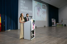 María Guerrero y Guillermo Villalobos presentan la Gala del Deporte Universitario 2018. Escuela Técnica Superior de Ingeniería de Telecomunicaciones. Junio de 2018