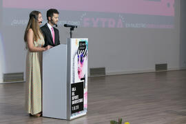 María Guerrero y Guillermo Villalobos. Gala del Deporte Universitario 2018. Escuela Técnica Superior de Ingeniería de Telecomunicaciones. Junio de 2018