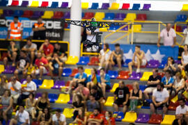 Cámara aérea en el partido Rumanía - España. Categoría masculina. Campeonato del Mundo Universitario de Balonmano. Antequera. Julio de 2016