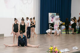 Ensayo de Baruca Acrobática momentos previos a la Gala del Deporte Universitario 2018. Escuela Técnica Superior de Ingeniería de Telecomunicaciones. Junio de 2018