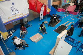 Estand de Eurodiscap. Jornadas de Puertas Abiertas de la Universidad de Málaga. Complejo Polideportivo Universitario. Marzo de 2017
