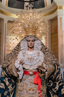 Imagen de María Santísima de la Esperanza en la Casa Hermandad de la Archicofradía del Paso y la Esperanza. Málaga. Marzo de 2021