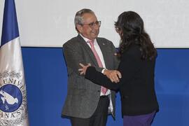 Toma de posesión de María Purificación Subires Mancera como profesora titular del Área de Periodismo de la Universidad de Málaga. Toma de posesión de nuevos catedráticos y profesores titulares de la Universidad de Málaga. Paraninfo. Noviembre de 2023