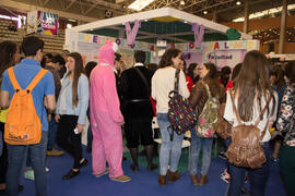 Estand de la Facultad de Psicología y Logopedia. Jornadas de Puertas Abiertas de la Universidad de Málaga. Complejo Polideportivo Universitario. Abril de 2015