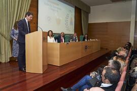 Intervención de Antonio Gómez-Reino. Entrega del Premio del Aula de Economía y Deporte de la Universidad de Málaga a la Selección Española de Fútbol Femenino. Edificio del Rectorado. Febrero de 2024