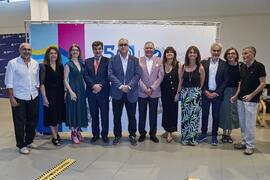 Foto de grupo. Concierto Conmemorativo del 50 Aniversario de la Universidad de Málaga. Auditorio Edgar Neville, Málaga. Junio de 2022