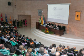 Intervención de Luis Gómez Jacinto en la Apertura del Curso Académico 2017/2018 de la Universidad de Málaga. Salón de actos de la Facultad de Turismo. Septiembre de 2017