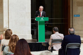Intervención de Francisco de la Torre. Inauguración de la exposición "Eugenio Chicano Siempre". Museo de Málaga. Mayo de 2021