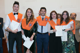 Grupo de alumnos en su graduación de Máster de la Facultad de Ciencias Económicas y Empresariales de la Universidad de Málaga. Paraninfo. Mayo de 2017