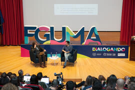 Ignacio Rivas y César Bona en el coloquio "Dialogando". Facultad de Derecho. Enero de 2017