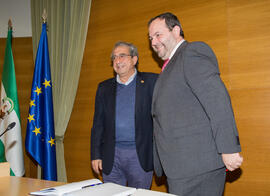 Toma de Posesión de Pablo José Cordero Ortega como nuevo catedrático del Departamento de Matemática Aplicada de la Universidad de Málaga. Edificio del Rectorado. Febrero de 2018