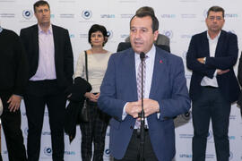 José Luis Ruiz Espejo en la inauguración de las Jornadas de Puertas Abiertas de la Universidad de Málaga. Complejo Polideportivo Universitario. Marzo de 2017