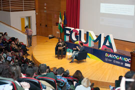 Ignacio Rivas y César Bona en el coloquio "Dialogando". Facultad de Derecho. Enero de 2017