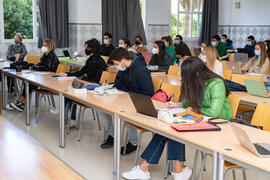 Aula de la Facultad de Derecho de la Universidad de Málaga. Campus de Teatinos. Octubre de 2020