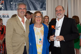 Carlos de las Heras, Adelaida de la Calle y Francisco Cantalejo en el homenaje de la Asociación de Antiguos Alumnos a los decanos y directores de centro de la UMA. Foro Alumni-UMA. Mayo de 2015