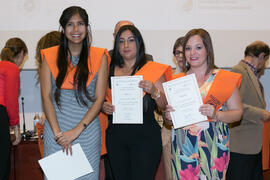 Grupo de alumnos en su graduación de Máster de la Facultad de Ciencias Económicas y Empresariales de la Universidad de Málaga. Paraninfo. Mayo de 2017