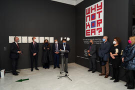 Intervención de Jihoon Oh. Inauguración de la exposición "Why not Korea?". Edificio del Rectorado de la Universidad de Málaga. Enero de 2022