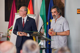 Inauguración del mural de Ángel Idígoras en la Facultad de Ciencias Económicas y Empresariales de la Universidad de Málaga. Campus de El Ejido. Junio de 2022