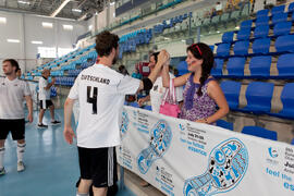 Saludo final. Partido Georgia contra Alemania. 14º Campeonato del Mundo Universitario de Fútbol Sala 2014 (FUTSAL). Antequera. Julio de 2014