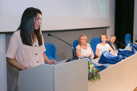 Paloma Hueso. Graduación y clausura del curso del Aula de Mayores de la Universidad de Málaga. Campus de Teatinos. Junio de 2018