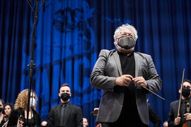 Miguel Romea. Concierto de Bandas Sonoras de la 31 edición de Fancine de la Universidad de Málaga. Auditorio de la Escuela Técnica de Ingeniería de Telecomunicaciones e Informática. Noviembre de 2021