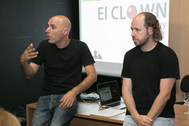 Fernando Fabiani y Práxedes Nieto pronuncian la conferencia "El clown: Ayer y hoy (o mañana)". Curso de Verano "El humor en las artes escénicas". Marbella. Julio de 2018