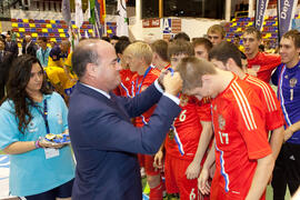 Medalla de oro para Rusia. Acto de clausura y entrega de medallas. 14º Campeonato del Mundo Universitario de Fútbol Sala 2014 (FUTSAL). Antequera. Julio de 2014