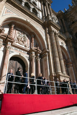 Acto de la Hermandad de los Estudiantes en la Catedral. Plaza del Obispo, Málaga. Marzo de 2018
