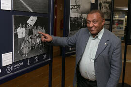 Abdallah Ben Barek en la exposición "La Rosaleda en 75 imágenes". Complejo Polideportivo Universitario. Marzo de 2017