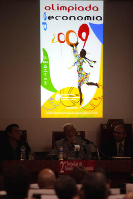 Cartel de las II Jornadas Andaluzas de Enseñanza de Economía de la Facultad de Ciencias Económicas y Empresariales de la Universidad de Málaga. Enero de 2009