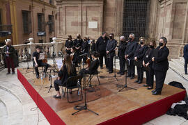 Orquesta Málaga Camerata. Acto de la Hermandad de los Estudiantes en la Catedral. Plaza del Obispo, Málaga. Abril de 2022