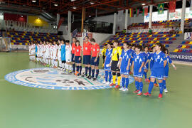 Salto a pista de los equipos. Partido China contra China Taipéi. 14º Campeonato del Mundo Universitario de Fútbol Sala 2014 (FUTSAL). Antequera. Julio de 2014