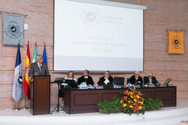 Intervención de Antonio Ramírez de Arellano en la Apertura del Curso Académico 2017/2018 de la Universidad de Málaga. Salón de actos de la Facultad de Turismo. Septiembre de 2017