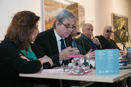 Salvador Moreno Peralta. Mesa redonda de la exposición "Paisajes Andaluces" de Eugenio Chicano. Museo del Patrimonio Municipal. Febrero de 2017