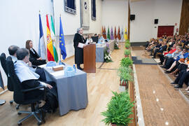 Investidura como Doctor "Honoris Causa" de Antonio Soler por la Facultad de Filosofía y Letras de la Universidad de Málaga. Paraninfo. Junio de 2016