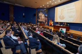 Conferencia de Pablo Hernández de Cos en la Facultad de Ciencias Económicas y Empresariales de la Universidad de Málaga. Paraninfo. Octubre de 2022